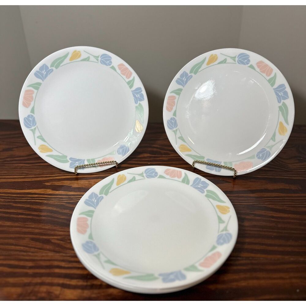 6‎ VTG Friendship Corelle by Corning Dinner Plates (10.25") Pastels, Made in USA - Picture 4 of 8